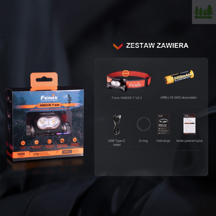 Latarka czołowa Fenix HM65R-T V2.0 czarna-6 181