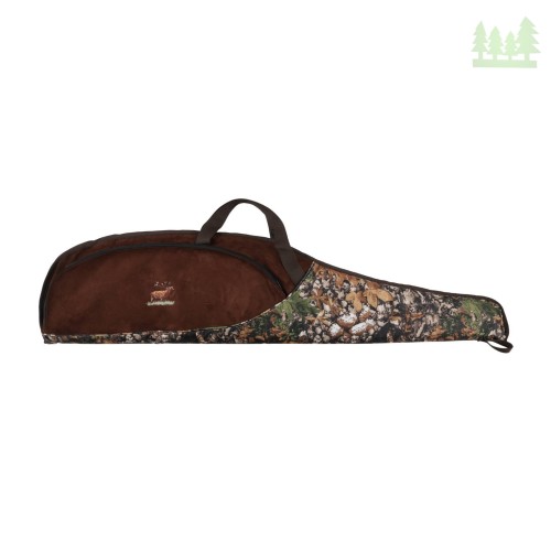 Pokrowiec Forsport na broń LPZKAM 02 1.25m, kolor kamuflaż leśny/ zamsz brąz, haft jeleń ryczy w trawie- 2787 