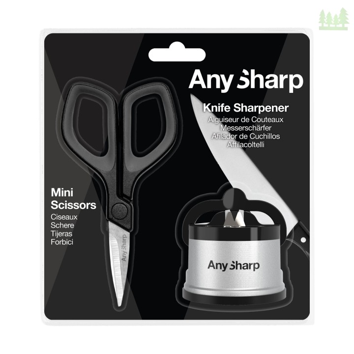 Zestaw ostrzałka AnySharp classic srebrna plus mini nożyczki-4 2957 