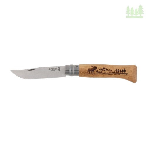 Nóż składany Opinel 8 inox dąb seria Animal - łoś- 2981 