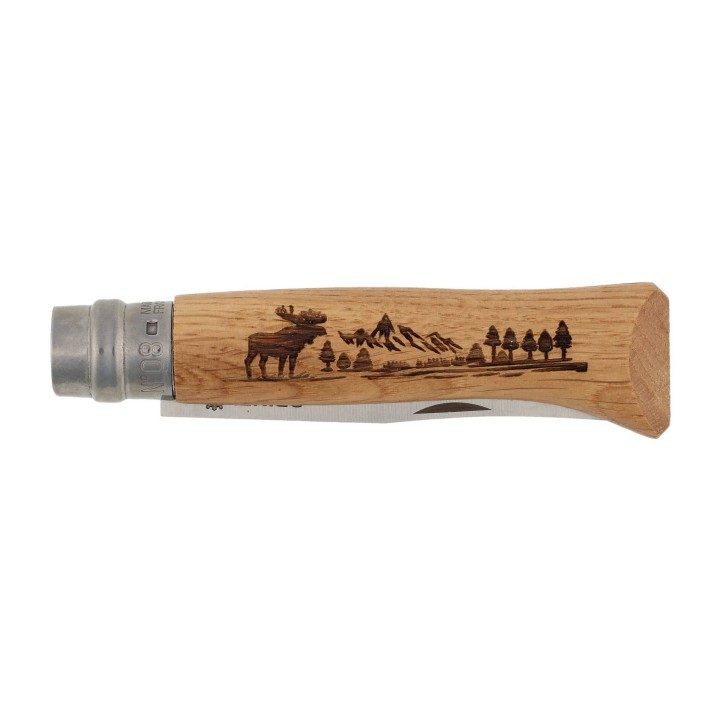 Nóż składany Opinel 8 inox dąb seria Animal - łoś-3 2981 