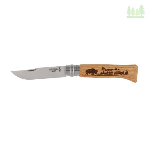 Nóż składany Opinel 8 inox dąb seria Animal - bizon- 2982 