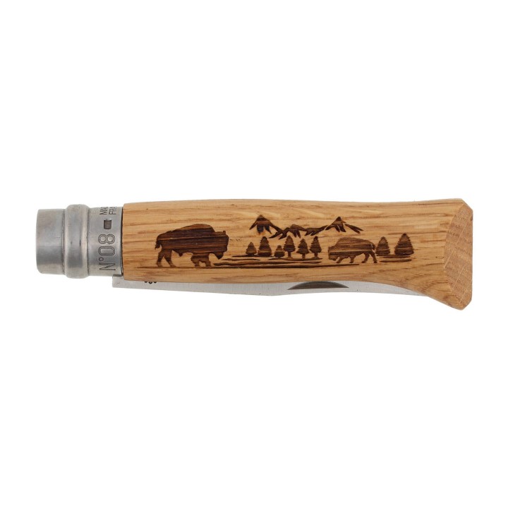 Nóż składany Opinel 8 inox dąb seria Animal - bizon-3 2982 