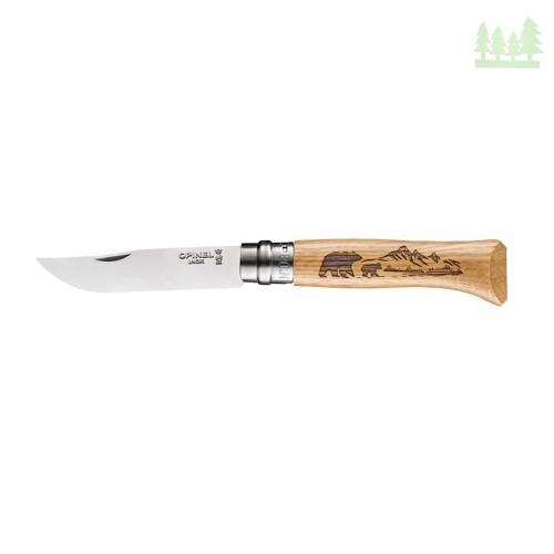 Nóż składany Opinel 8 inox dąb seria Animal - niedźwiedź- 2983 