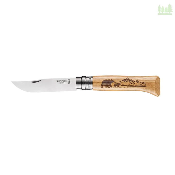 Nóż składany Opinel 8 inox dąb seria Animal - niedźwiedź- 2983 