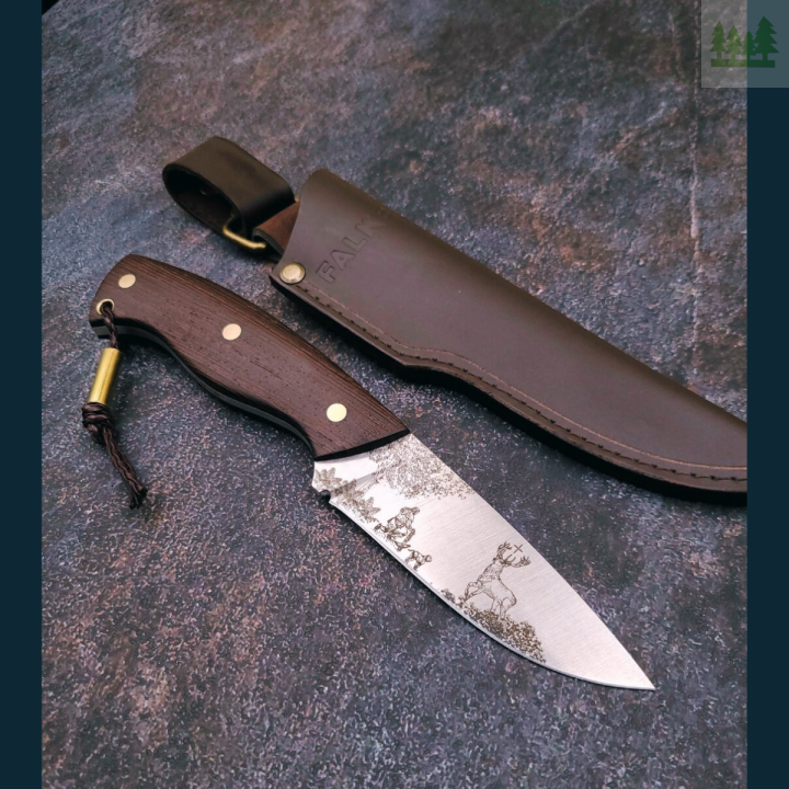 Polski nóż myśliwski FALKE Hunter Standard w zestawie z brązowym futerałem skórzanym