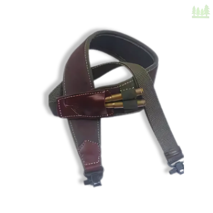 Pas myśliwski RY14A – neopren, zamsz i brązowe  skórzane wykończenia z ładownicą