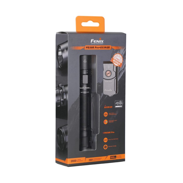 Zestaw latarek LED Fenix PD36R Pro i E03R V2.0 szara-3 3504 