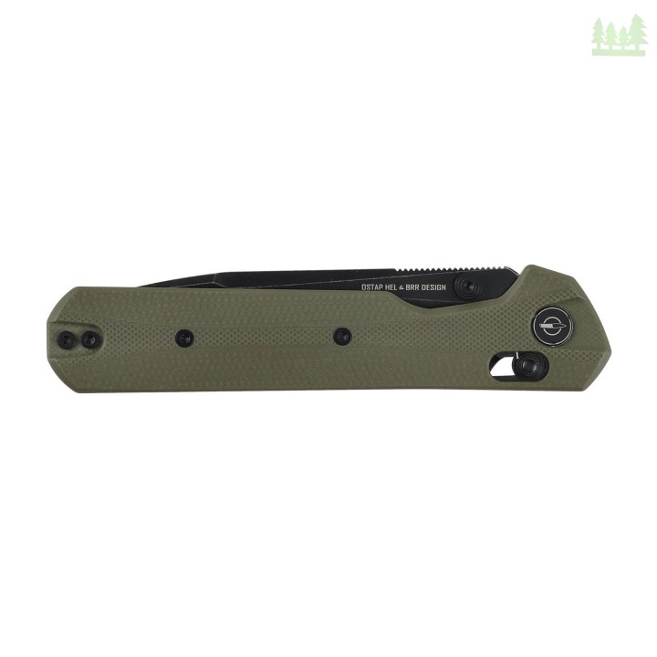 Nóż składany KNIVESPL The First Sandvik 14C28N, zielone G10, czarna powłoka PVD-3 3571 