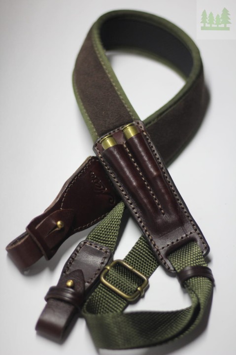 Majos – Rzemieślniczy Pas Myśliwski do Sztucera Neopren Comfort z ładownicą brązowy RY12 1