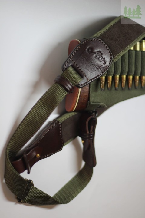 Pas Myśliwski do broni Majos Neopren Comfort wykończony skórą brązowy 110cm 1
