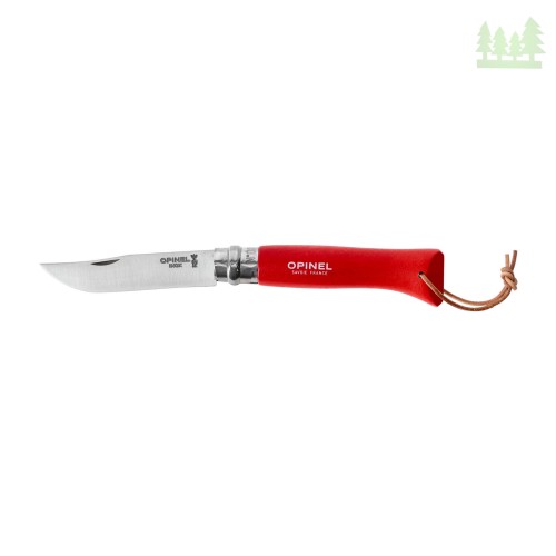Nóż Opinel Colorama 08 inox grab czerwony z rzemieniem- 1052