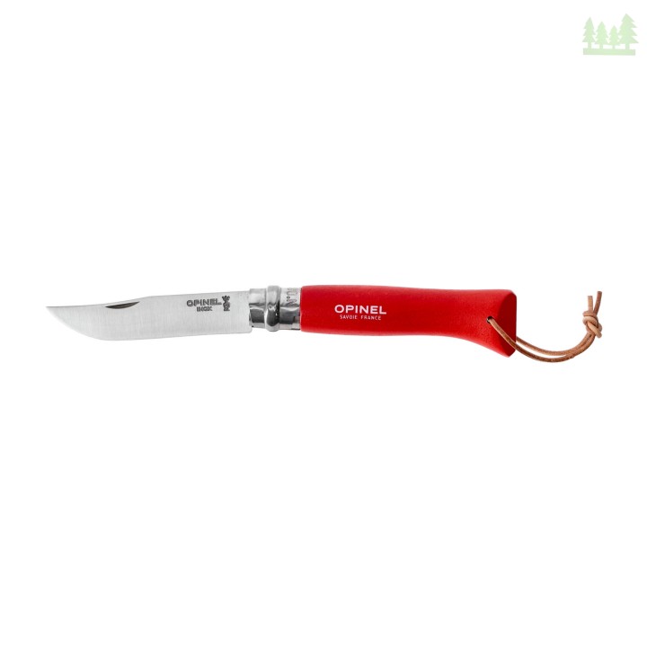 Nóż Opinel Colorama 08 inox grab czerwony z rzemieniem- 1052