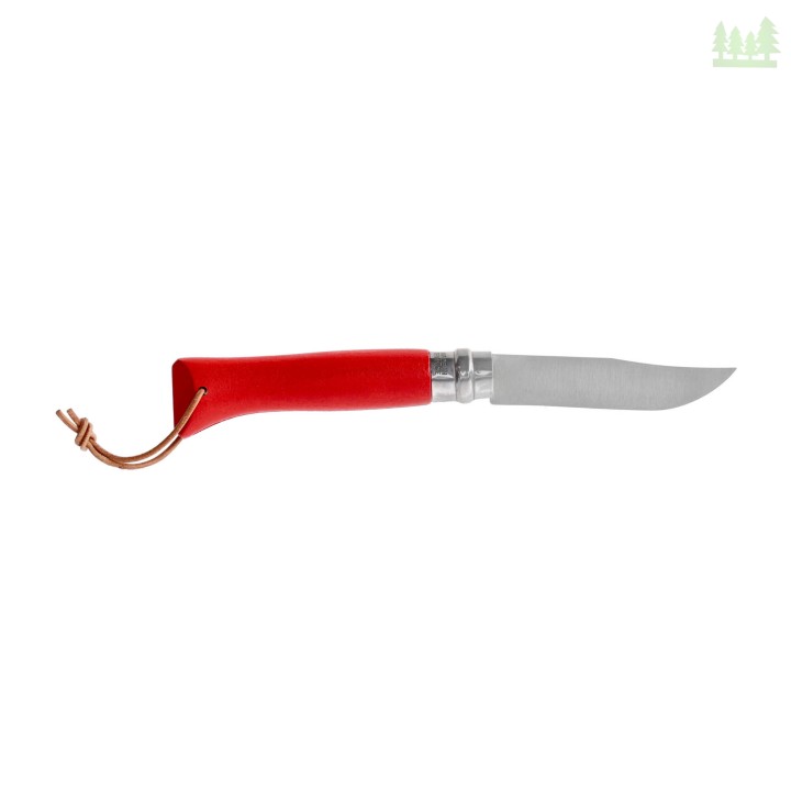 Nóż Opinel Colorama 08 inox grab czerwony z rzemieniem-1 1052