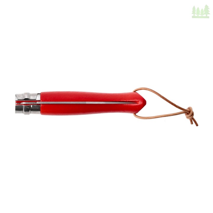Nóż Opinel Colorama 08 inox grab czerwony z rzemieniem-4 1052