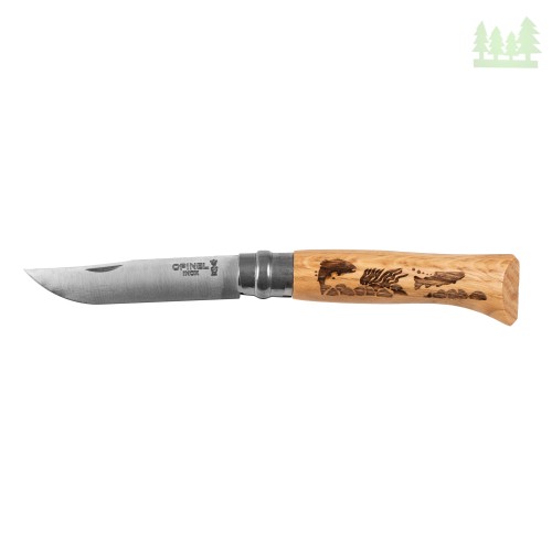 Nóż składany Opinel 8 inox dąb seria Animal - ryba- 1070