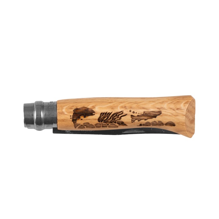 Nóż składany Opinel 8 inox dąb seria Animal - ryba-2 1070