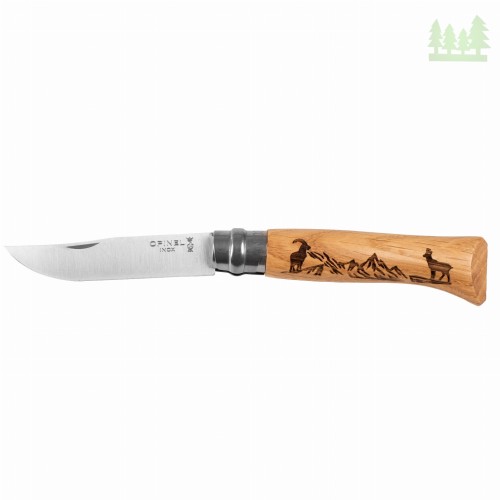Nóż składany Opinel 8 inox dąb seria Animal - kozica- 1071