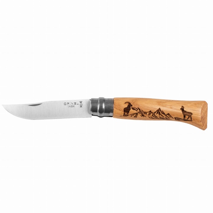Nóż składany Opinel 8 inox dąb seria Animal - kozica- 1071