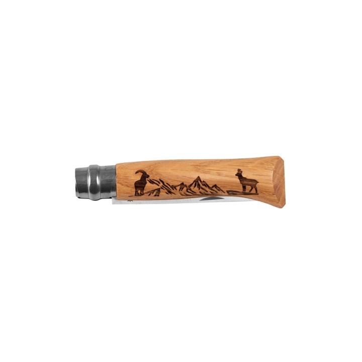 Nóż składany Opinel 8 inox dąb seria Animal - kozica-2 1071