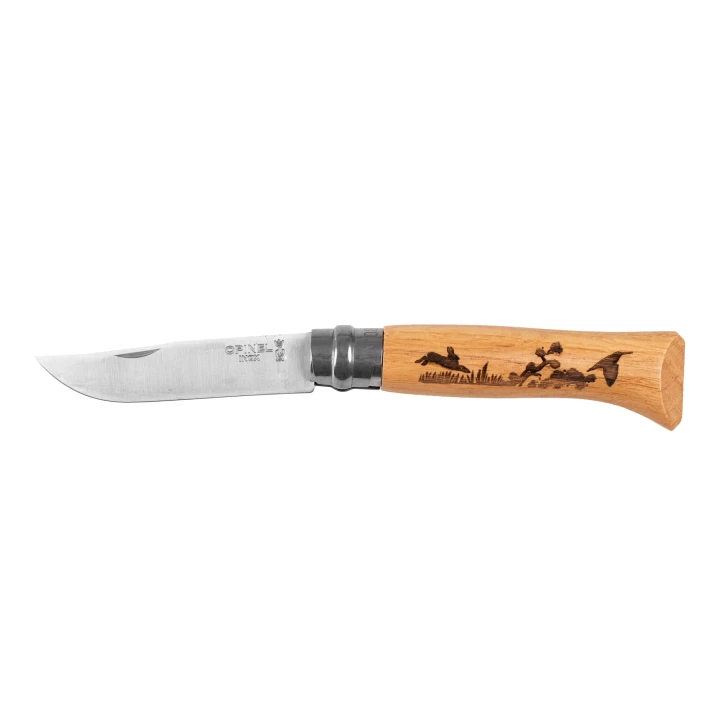 Nóż składany Opinel 8 inox dąb seria Animal - zając- 1104