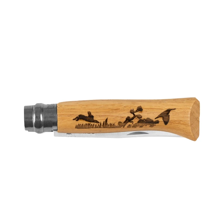 Nóż składany Opinel 8 inox dąb seria Animal - zając-2 1104