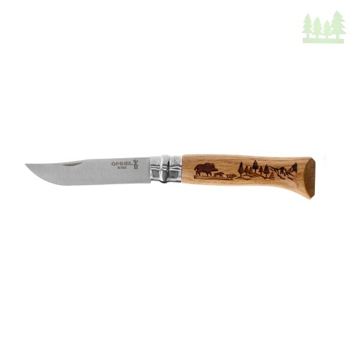 Nóż składany Opinel 8 inox dąb seria Animal - dzik- 1142