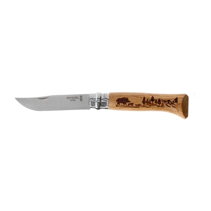 Nóż składany Opinel 8 inox dąb seria Animal - dzik- 1142