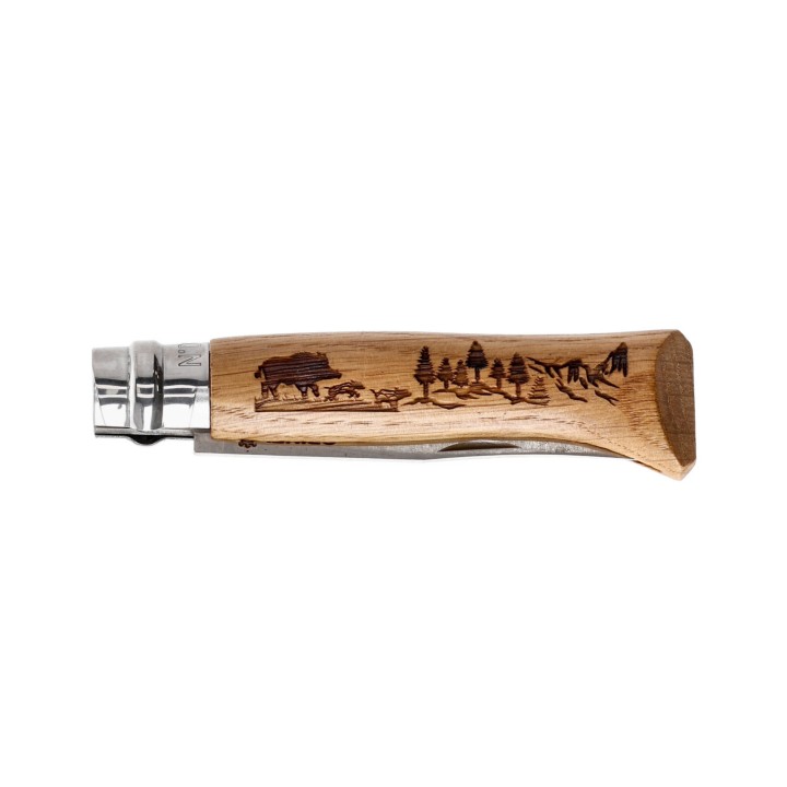 Nóż składany Opinel 8 inox dąb seria Animal - dzik-4 1142