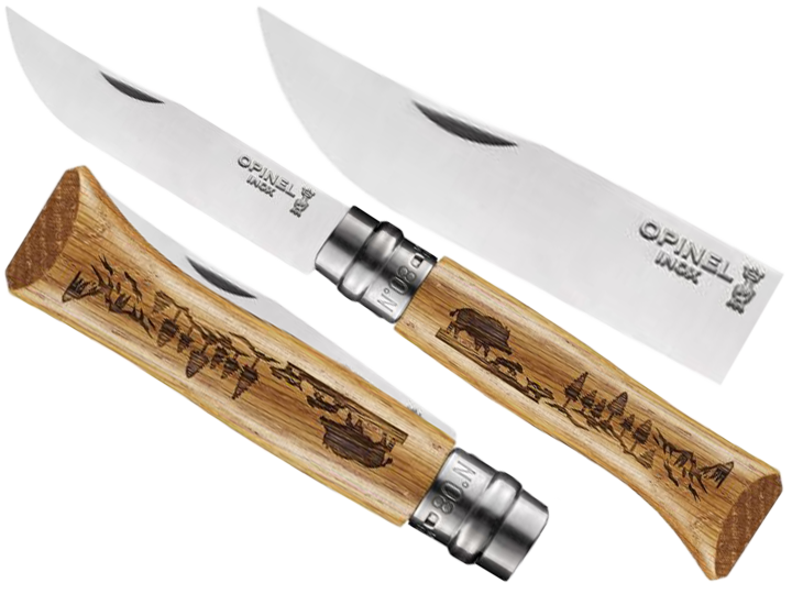 Nóż składany Opinel 8 inox dąb seria Animal - dzik-5 1142