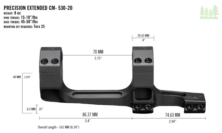 Montaż Vortex Precision Extended 30 mm 20 MOA-2 1571