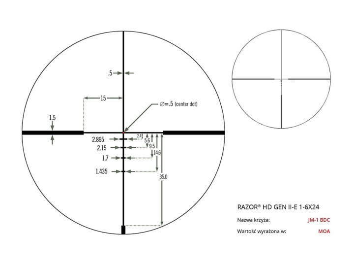 Luneta celownicza Vortex Razor II HD-E 1-6x24 30 mm JM-1/VMR-2-9 1580  | 22460