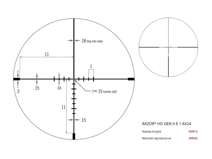 Luneta celownicza Vortex Razor II HD-E 1-6x24 30 mm JM-1/VMR-2-10 1580  | 22460
