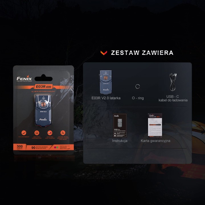 Latarka LED Fenix E03R V2.0 niebieska-10 151